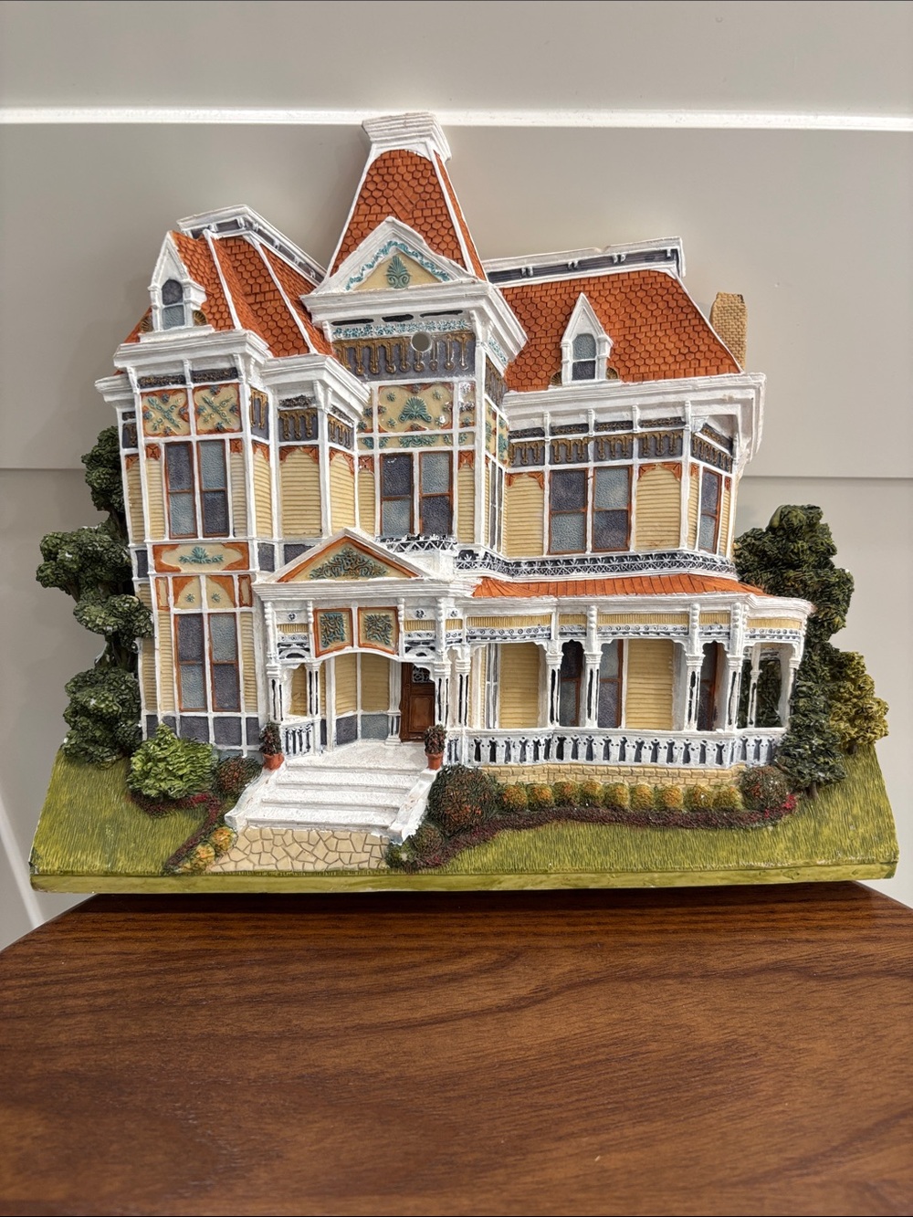 Victorian House Wall Plaque - Yellow & Orange Decorative Replica